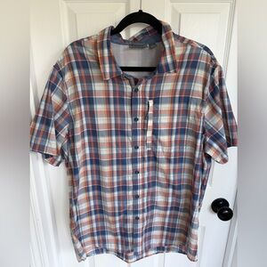 Free Country Plaid Short-Sleeve Button-Down in Blue & Rust